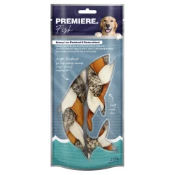 PREMIERE Tresse à mâcher en peau de poisson et en peau brute de bœuf 130 g