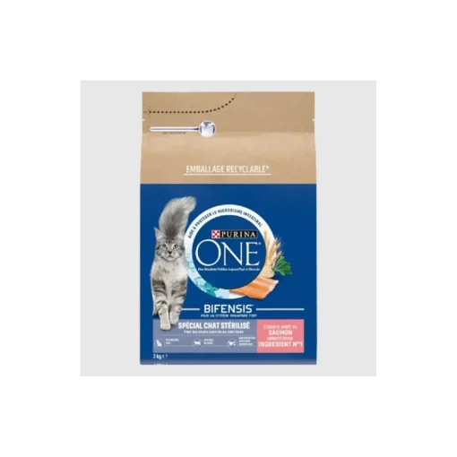 Purina ONE Croquettes pour Chat Stérilisé au Saumon et au Blé 3 kg