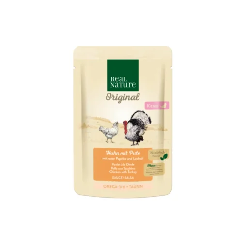 REAL NATURE Original nourriture humide pour chat, chaton 12x85g Poulet avec dinde