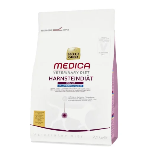 SELECT GOLD Medica Régime pour calculs urinaires à teneur réduite en calories et poulet 2,5 kg